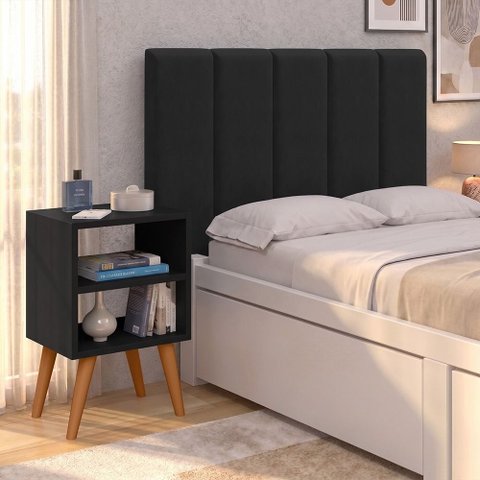 Cabeceira Solteiro Modular 5 Módulos com Mesa de Cabeceira Melissa Moderna
