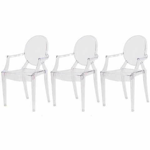 Kit 3 Cadeiras Louis Sofia Ghost Transparente