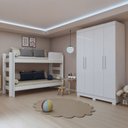 Ver imagem 1 de Quarto Infantil Completo Théo 4 Portas 3 Gavetas 100% Mdf Branco - Tigus