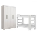 Ver imagem 2 de Quarto Infantil Completo Théo 4 Portas 3 Gavetas 100% Mdf Branco - Tigus