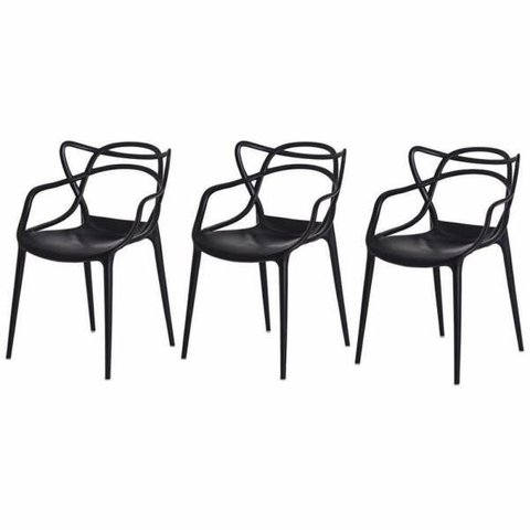 Kit 03 Cadeiras para Mesa Sala Jantar Cozinha Área Externa Allegra Preta