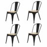 Kit 4 Cadeiras Tolix Iron Industrial Preta Assento de Madeira - 1