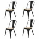 Ver imagem 1 de Kit 4 Cadeiras Tolix Iron Industrial Preta Assento de Madeira