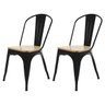 Kit 2 Cadeiras Tolix Iron Industrial Preta Assento de Madeira - 1