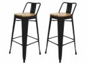 Ver imagem 1 de Kit 2 Banquetas Tolix Iron Industrial Preta Assento Madeira