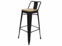 Ver imagem 2 de Kit 2 Banquetas Tolix Iron Industrial Preta Assento Madeira