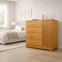 Ver imagem 2 de Cômoda para Quarto Sapateira Malibú 4 Gavetas Porta e Prateleira Interna - Freijó