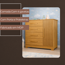 Ver imagem 3 de Cômoda para Quarto Sapateira Malibú 4 Gavetas Porta e Prateleira Interna - Freijó