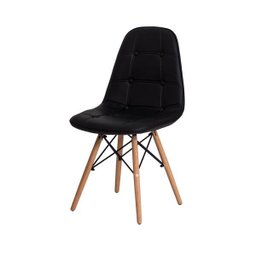 Kit 2 Cadeiras Charles Eames Eiffel Botone Base Madeira Preta - 2