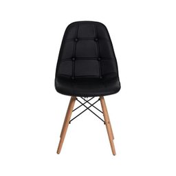 Kit 2 Cadeiras Charles Eames Eiffel Botone Base Madeira Preta - 3