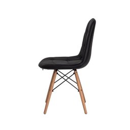 Kit 2 Cadeiras Charles Eames Eiffel Botone Base Madeira Preta - 4