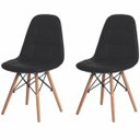 Ver imagem 1 de Kit 2 Cadeiras Charles Eames Eiffel Botone Base Madeira Preta