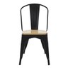 Cadeira Tolix Iron Industrial Preta com Assento de Madeira - 2