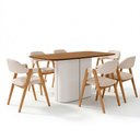 Ver imagem 2 de Mesa Retangular Verbena 160cm Ypê Off White N01 com 6 Cadeiras Nadja Linho Cru - Lyam Decor