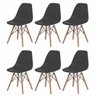 Kit 6 Cadeiras Charles Eames Eiffel Preta Base Madeira - 1