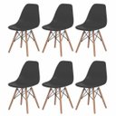Ver imagem 1 de Kit 6 Cadeiras Charles Eames Eiffel Preta Base Madeira