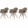 Kit 3 Cadeiras Charles Eames Eiffel com Braço Nude Base Madeira - 1