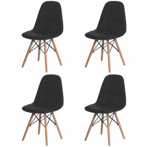 Kit 4 Cadeiras Charles Eames Eiffel Botone Preta