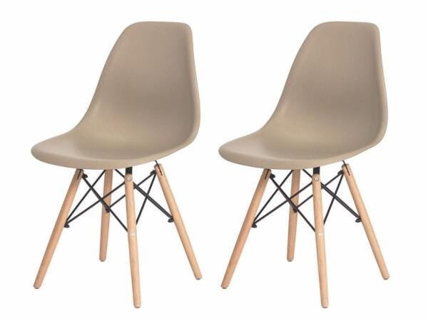 Kit 2 Cadeiras Charles Eames Eiffel Nude Base Madeira - 1