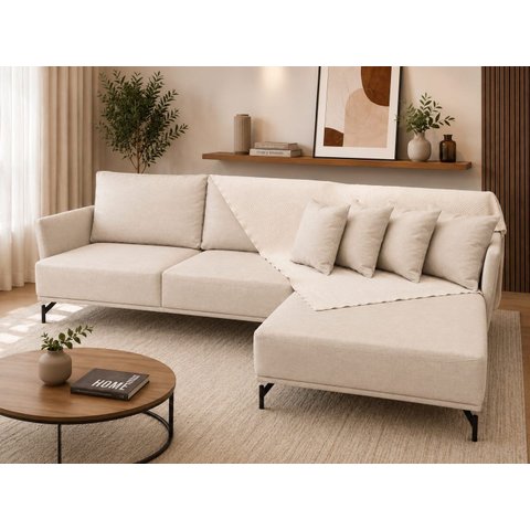 Sofá Ibiza Linho Off 2.40m Chaise Lado Direito ou Esquerdo – Design Moderno e Conforto Premium
