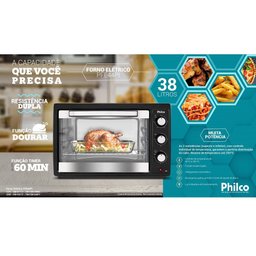 Forno Elétrico Philco 38 Litros Preto/Inox PFE44PI - 127 Volts - 5