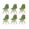 Kit 6 Cadeiras Charles Eames Eiffel Verde Base Madeira - 1