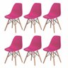 Kit 6 Cadeiras Charles Eames Eiffel Pink Base Madeira - 1