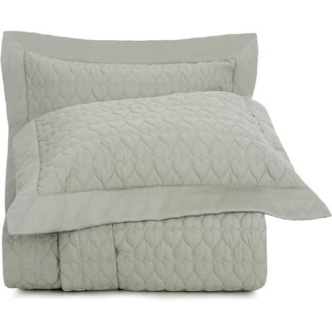 Kit Colcha Casal 3 Pçs Clair 300 Fios 100% Algodão 230x260cm Altenburg Verde Sauge