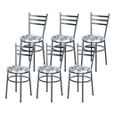Ver imagem 1 de 6 Cadeiras Epoxi Preta Craqueada para Cozinha Assento Floral:floral Branco