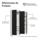 Ver imagem 4 de Guarda-Roupa Solteiro com Pés 4 Portas Batentes Branco/Preto/Preto Saturno Madesa