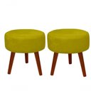 Ver imagem 1 de Kit 02 Puff Redondo Danny Decorativo Panqueta de Apoiar Os Pés Suede Amarelo