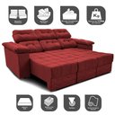 Ver imagem 3 de Sofa Itália 2,00 Mts Retrátil e Reclinavel Tecido Suede Vermelho - Cama InBox