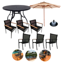 Ver imagem 1 de Kit Mesa Jantar 1,40m Aluminio 6 Cadeiras Jardim Piscina Guarda Sol