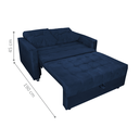 Ver imagem 3 de Sofá-Cama Verona Azul Veludo 140x190cm Abertura Frontal para Sala Quarto e Visitas
