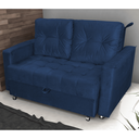 Ver imagem 1 de Sofá-Cama Verona Azul Veludo 140x190cm Abertura Frontal para Sala Quarto e Visitas
