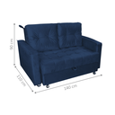 Ver imagem 2 de Sofá-Cama Verona Azul Veludo 140x190cm Abertura Frontal para Sala Quarto e Visitas