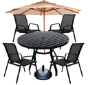 Ver imagem 1 de Conjunto de Mesa Ø120cm Alumínio Piscina Jardim + Guarda Sol