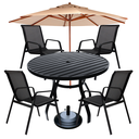 Ver imagem 1 de Conjunto de Mesa Ø120cm Alumínio Piscina Jardim + Guarda Sol