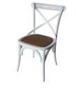 Ver imagem 1 de Cadeira Katrina Cross Paris sem Braço. Encosto em X. Assento em Rattan Natural. Cor Branca