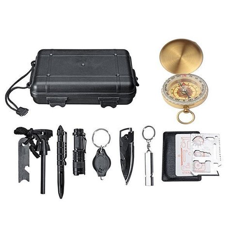 Brillante Torcia Led Tz-1 Kit de Sobrevivência Maleta de Ferramentas de Camping Selva:preto/ùnico/un
