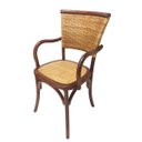 Ver imagem 1 de Cadeira Paris com Encosto em Palha. com Braço. Assento em Rattan Natural. Cor Castanha