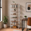 Ver imagem 2 de Estante Multiuso Organizador Livreiro Estilo Industrial 180x70 Branco Imbuia