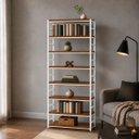 Ver imagem 1 de Estante Multiuso Organizador Livreiro Estilo Industrial 180x70 Branco Imbuia