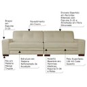 Ver imagem 2 de Sofá 4 Lugares Bipartido Sala de Estar Milano 2,80m Couro Bege - Gran Belo