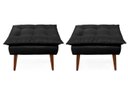 Ver imagem 2 de 2 Poltronas Preto Opala com 2 Puff Decorativa Confortável para Sala Quarto Recepção Suede Luxo