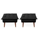 Ver imagem 2 de 2 Poltronas Preto Opala com 2 Puff Decorativa Confortável para Sala Quarto Recepção Suede Luxo