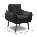 Ver imagem 6 de 2 Poltronas Preto Opala com 2 Puff Decorativa Confortável para Sala Quarto Recepção Suede Luxo
