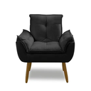 Ver imagem 3 de 2 Poltronas Preto Opala com 2 Puff Decorativa Confortável para Sala Quarto Recepção Suede Luxo