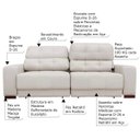 Ver imagem 2 de Sofá Sala de Estar Retrátil e Reclinável 3 Lugares Lisboa 2,30M Couro Off White - Gran Belo