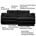 Ver imagem 2 de Sofá Retrátil 2 Lugares Bipartido Sala de Estar Piece 1,75M Couro Preto - Gran Belo